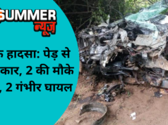 दर्दनाक हादसा: पेड़ से टकराई कार, 2 की मौके पर मौत, 2 गंभीर घायल