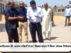 फरीदाबाद की अनाज मंडियों में DC विक्रम यादव ने किया औचक निरीक्षण
