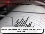 हरियाणा के झज्जर में महसूस किए गए भू+कंप के झटके, रिक्टर स्केल पर 2.5 रही तीव्रता