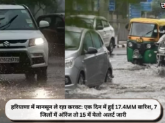 हरियाणा में मानसून ले रहा करवट: एक दिन में हुई 17.4MM बारिश, 7 जिलों में ऑरेंज तो 15 में येलो अलर्ट जारी