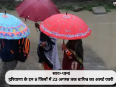 साव+धान! हरियाणा के इन 9 जिलों में 23 अगस्त तक बारिश का अलर्ट जारी