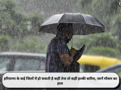 हरियाणा के कई जिलों में हो सकती है कहीं तेज तो कहीं हल्की बारिश, जानें मौसम का हाल