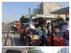 कैथल मे महापंचायत कार्यक्रम के बाद निकाली गई स्वाभिमानी यात्रा..पुलिस जवान रहे तैनात