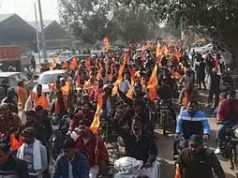 नई अनाज मंडी में बड़ी तादात में इकट्ठे हुए हिंदू संगठन… बांग्लादेश को जमकर कोसा