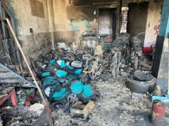 गोहाना में बाइक रिपेयरिंग दुकान में भीषण आग, चार बाइकें समेत लाखों का सामान खाक