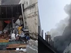 फरीदाबाद की जूता फैक्ट्री में लगी भीषण आग, छह दमकल गाड़ियां घंटों तक करती रहीं मशक्कत