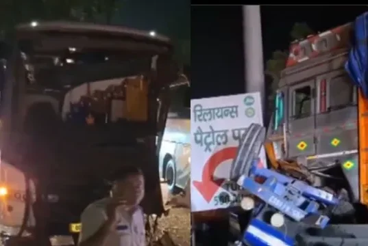 करनाल हाईवे पर भीषण हादसा: वोल्वो बस, ट्रक और ट्रैक्टर-ट्रॉली की टक्कर में 8 घायल