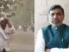 तेज आंधी के बीच शिक्षा मंत्री के काफिले में हादसा, पायलट गाड़ी पर गिरा बिजली का पोल