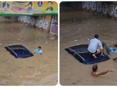 फरीदाबाद में भारी बारिश से अंडरपास जलमग्न: पानी में डूबी स्कॉर्पियो, चालक ने बचाई जान